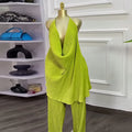 Fashion Women's Set Deep V-neck Halter Top and Wide Leg Pants Suits  Street Party Two 2 Piece Sets Outfits Tracksuit