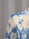 French Vacation Style Floral Print Dress for Women Tie Neck Waist Belt Asymmetrical Ruffle Hem Skirt for Outdoor Photoshoot