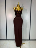 Women Halter Neck Sexy Cut Out Backless Bandage Long Dress Celebrity Elegant Evening Party Luxury Birthday Nightclub Dress