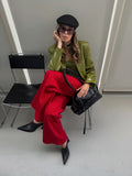 Women Light Beige Faux Croc Two‑piece Suit Set Matching Skirt Co‑ord Chic Leather Texture Office Business Autumn Street Outfits