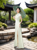 Sexy Cheongsam Improved Modern Chinese Style Cheongsam Team Show Costume Sexy Slit Vestidos Dress Plus Size 3Xl4Xl 5Xl Qipao