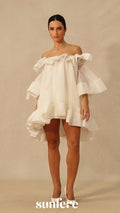 Women's Spring Summer Off Shoulder Tiered Ruffle Flared Mini Dress Sweet Prom Party Wear 2026 Trendy Feminine Fashion Dress