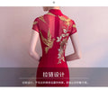 Red Traditional Chinese Style Bride Wedding Dresses Embroidery Cheongsam Gown Robe Party Evening Dress Marry Vestido
