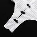 Striped Two Piece Set for Women V Neck Long Sleeve Spliced Button Coat High Waist Shorts Chic Sets Female