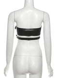 Sexy PU Leather Tank Top Women Hollow Metal Buckle Sleeveless Coquette Midnight Party Clubwear Hottie Punk Style Vest