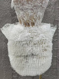 Glamorous White Lace Strapless Tops Ruffles Mini Skirt 2 PCS Set Women Evening Party Nightclub Singer Stage Performance