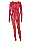 Wmstar Jumpsuit Women Wholesale Fashionable Seamless Striped Jacquard One-piece Long Sleeved One Piece Outfits Drip Shopping
