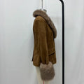 Retro Suede Faux Fox Fur Collar Blazer Coat Long Sleeve Double Breasted Fluffy Furs Cuff Women Fashion Jacket 2026 Chic Outfits