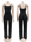 Women Club Outfits Spaghetti Strap Bodycon Jumpsuits Sparkly Rhinestone Romper Birthday Night Out One Piece Clubwear
