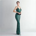 Women Strap Party Maxi Dress Sexy V Neck Evening Dress Celebrity Purple Sequin Dress Long Prom Formal Occasion  Dress