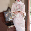 Suede Velvet Chesongam Pink Princess Chinese Style Dress Women Long Qipao Sleeveless Vest Top Spring Festival Hanfu Costume