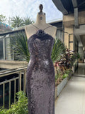 Women Elegant Chest Flower Sequin Halter Maxi Dress Backless Sexy Long Dresses Summer 2026 New Fashion Evening Party Gown