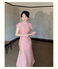 Olive Girl Green Romantic Qipao for Garden Wedding 2026 Fairycore Photoshoot Everyday Wear S-XXL XS-3XL Plus Size Romantic Garden Party Editorial Not Costume Qipao Cheongsam Chinese Dress Chinese Heritage Fashion Women