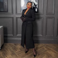 Fashion Women OL Work Double Breasted Notched Long Sleeve Maxi Dress Spring Sexy Night Elegant Party Street Long Dresses