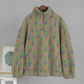 Fleece Printing Sweatshirt Women's Half-Zip Sweatshirt Fleece Loose Turtleneck pullover Female Winter Leisure Sweatshirt
