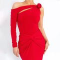 Solid Slimming Spliced Appliques Dresses for Women Slash Neck Long Sleeve High Waist Sexy Dress Female New