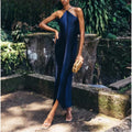 Solid Slimming Sexy Long Dresses for Women Halter Sleeveless High Waist Temperament Dress Female New