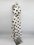 Women Long Dress 2 Piece Elegant Polka Dot Sleeveless Top Ruffle Pleated Dress Set Luxury Party Sexy Female Dress Set