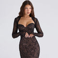 Sexy Fishtail Dresses Suit for Women Sweetheart Neck Tunic Lace Dress with Shawl Long Sleeve Cardigan Outfit Female