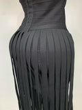 Women Sexy Sleeveless Halter Tassel Bodycon Bandage Dress Purple Black Elegant Evening Party Nightclub Birthday Prom Dress