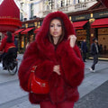 Women Fur Coat Women 2025 Plush Red Bomber Jacket Solid Crop Long Sleeve Jacket Warm Winter Coats Female Casual Coats