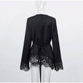 Women Lace Patchwork Satin Top Solid O-neck Back Lace Up Slim Irregular T-shirts Pullover Female Spring Daily Casual Outwear