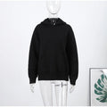 Women Fashion Solid Knitted Hooded Top O-neck Casual Full Sleeve Loose Pullover Female Spring New Chic Casual Street Outfit