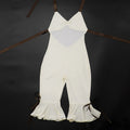 Contrast Color Bandage Playsuits Woman Halter Low-Neck Backless Sleeveless Ruffles High Street Fashion Style Rompers