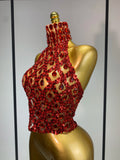 Sparkly Slver Rhinestone Sequins Mesh See Through Top Women Sexy Nightclub Evening Party Backless Spicy Girl Stage Outfit