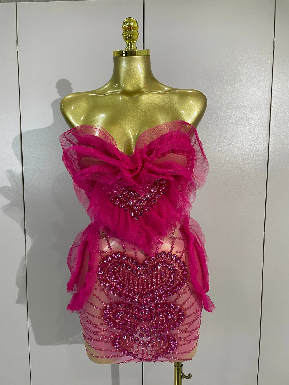 Sexy Strapless Mesh See-Through Mini Dress Women Eveing Party Sparkly Rhinestone Birthday Singer DJ Nightclub Bar Stage Costume