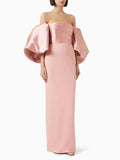 Temperament Spliced Backless Slimming Dress for Women Strapless Puff Sleeve High Waist Patchwork Solid Dresses Female