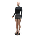 Women One Piece Outfits Bodycon Romper Jumpsuit Sexy Long Sleeve Skinny Club Party Rhinestones Romper Crystal Playsuits
