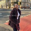 Winter 2026 Trend Burgundy Obsession Long Faux Mongolia Sheep Fur Jacket Coat Women Chic Lapel Collar Fluffy Overcoat