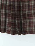 Edgy Street Style Plaid Mini Skirts for Women Low Waist Metal Ring Accent Pleated Hem for Vintage Music Festival