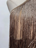 Solid Spliced Tassel Dresses for Women Halter Sleeveless High Waist Temperament Dresses Female Fashion New