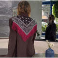 Women Bandana Print Blazer Jacket Triangle Scarf Tassel Fringe Back Loose Suit Coat 2026 Fashion Casual Office Lady Chic Jacket