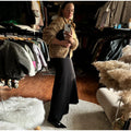 Women's Chic Sequin Knitted Cardigan Solid Stand Neck Double Zipper Sweater Oversized Knitwear Winter Female Elegant Cardigans