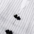 Striped Two Piece Set for Women V Neck Long Sleeve Spliced Button Coat High Waist Shorts Chic Sets Female