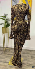 Fall Women Long Sleeve Stacked Mesh See Though with Lining Bodycon Long Dress Evening Birthday Sexy Party Dresses