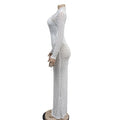 Women Rhinestone Dress with Bodysuit 2 Piece Set Sexy See Through Hot Drilling Evening Gowns Birthday Bodycon Party Dress