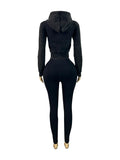Sporty 2 Piece Set Woman Tracksuit Fall Trend Warm Hooded Zip Jacket+Leggings Matching Street Casual Stretch Outfits