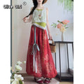 Olive Girl Red Embroidered Jacquard Set for Garden Wedding 2026 Fairycore Photoshoot Everyday Wear Jacquard S-L XS-3XL Plus Size Embroidered Romantic Garden Party Editorial Not Costume Jacquard Set Chinese Set Chinese Heritage Fashion Women