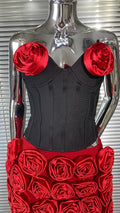 Women's Red Corsage Tube Top + Bud Skirt Set Glam Luxury Fashion Hot Party Evening Performance Dress Robe Femme Chic Et Élégante