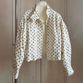 Fashion Polka Dot Print Jacket Coat Women's Stand Collar Long Sleeved Workwear Coat Ins Hot Short Casual Female Jackets