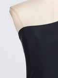 Colorblock Sexy Bodysuits For Women Diagonal Collar One Shoulder Sleeve High Waist Slimming Bodysuit Female Fashion Style