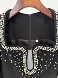 Sparkling Luxury Diamond Tassels Beads Long Sleeved Slim Maxi Dress Women'S Elegant Celebrity Evening Party Wedding Gowns