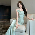 Olive Girl Dramatic Dress for Garden Wedding 2026 Fairycore Photoshoot S-L XS-3XL Plus Size Dramatic Silhouette Romantic Editorial Not Costume Hanfu Chinese Dress Traditional Chinese Clothing Chinese Heritage Fashion Women