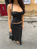 Summer Dress 2-Piece Set Women's Sexy Polka Dot Top Casual Maxi Skirts Sets Casual Party Vacation Y2k Female Dress Set
