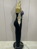 Sexy Strapless Shinning Rhinestones Bodycon Bandage Long Dress Women Fashion Celebrate Evening Party Vestido