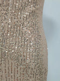 Solid Slimming Fashion Dresses for Women Strapless Sleeveless Patchwork Sequins Midi Split Dress Female Clothing